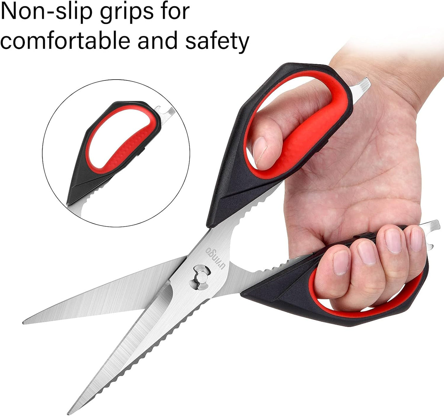 LIVINGO Kitchen Scissors, 2 Pack 9.25" Utility All Purpose Poultry Shears Heavy Duty Dishwasher Safe, Come Apart Sharp Stainless Steel Cooking Food Scissors for Cutting Meat, Chicken, Vegetable, Fish