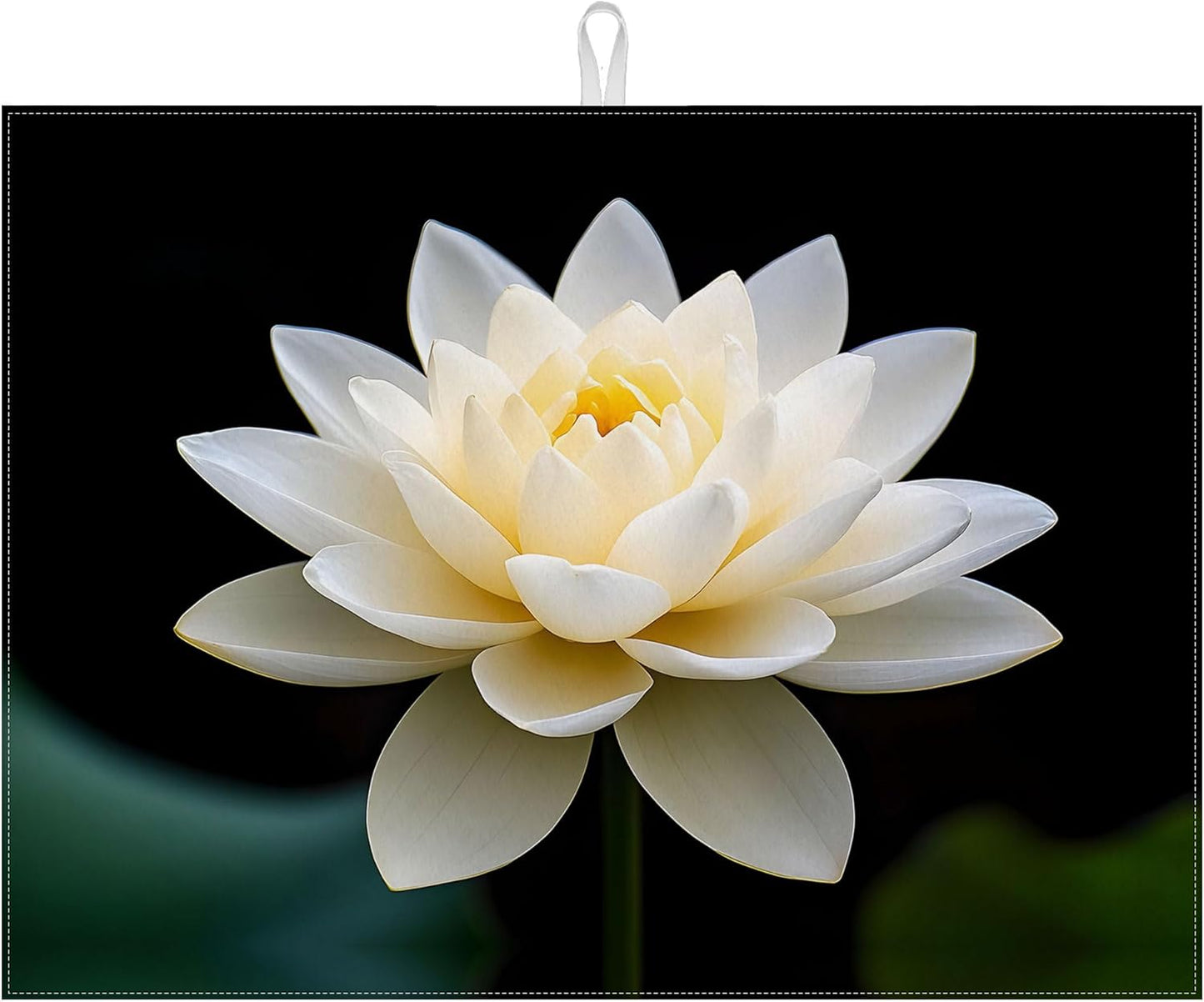 White Louts Flower Dish Drying Mat for Kitchen Counter Floral Drying Pad Absorbent Reversible Dish Drainer Rack Mats Draining Pad 18"x24"Inch