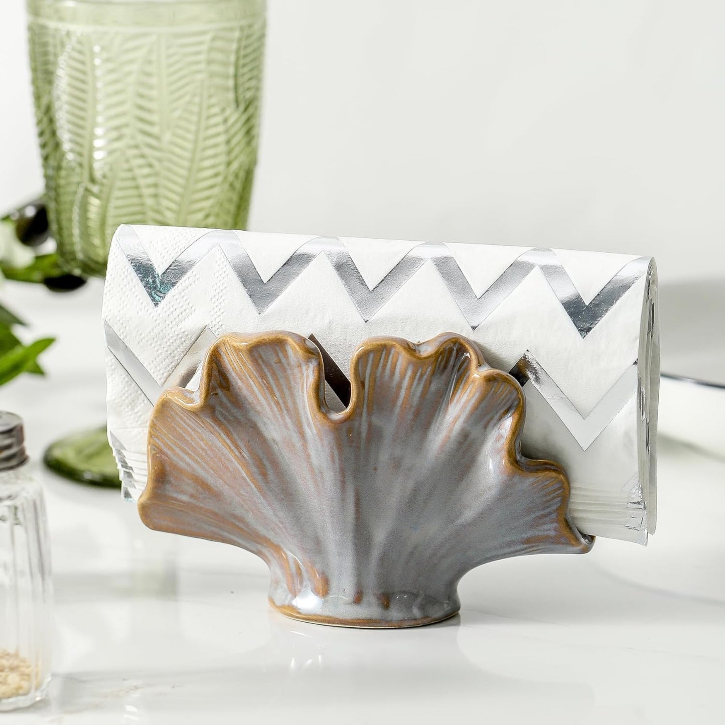 Ceramic Sponge Holder,Sponge Holder for Kitchen Sink,Compact Sink Caddy Organizer-Scouring Pad and Dish Holder,Farmhouse Kitchen Decor Cute Gadgets Accessories(Brown Grey)