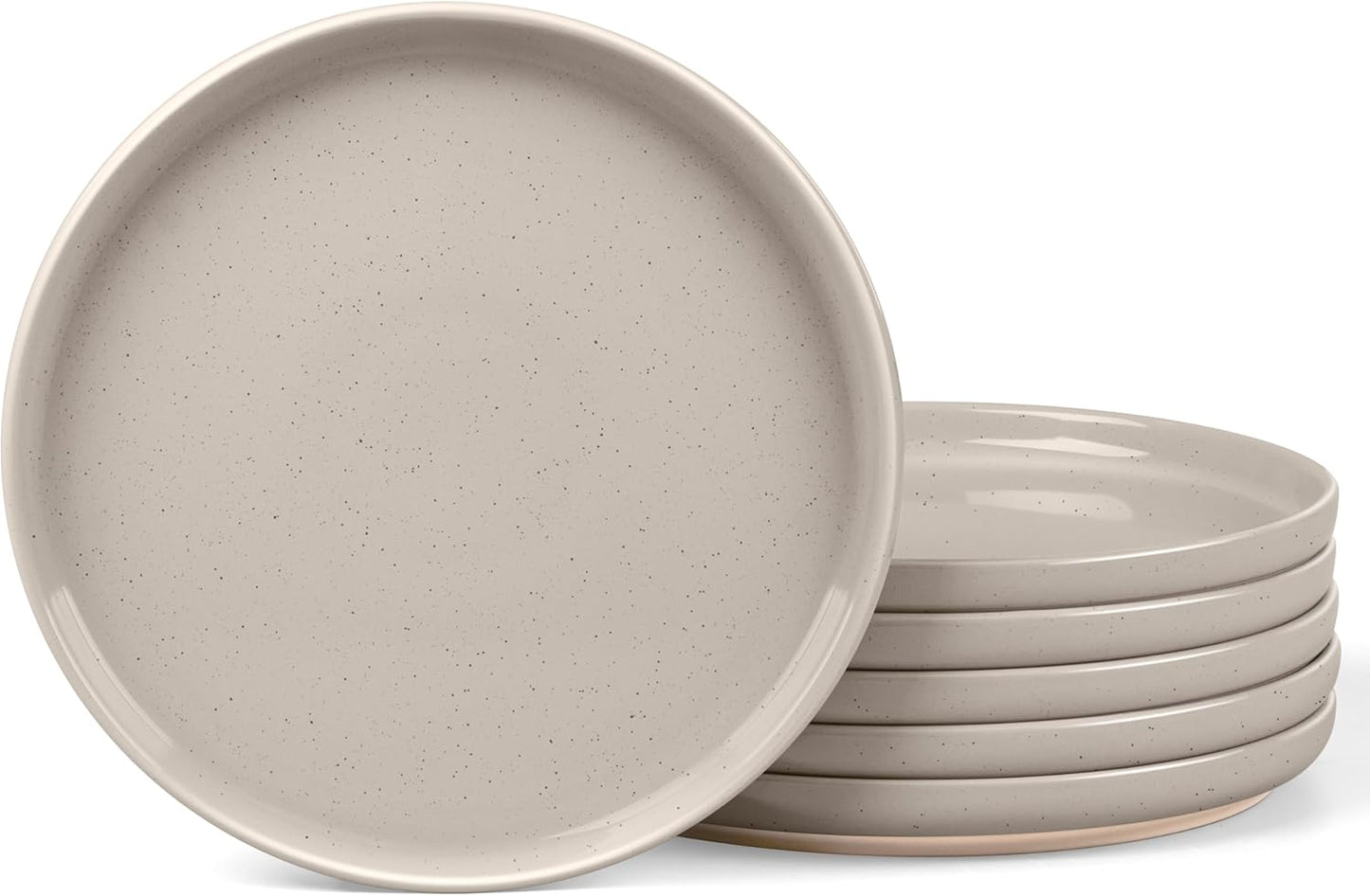 LIANYU 6Pcs Dinner Plates Set, 10.5 Inch Stoneware Kitchen Plates, Large and Round Ceramic Serving Dishes Set for Salad, Steak, Pasta, Stackable, Oven, Microwave & Dishwasher Safe, Milky Brown