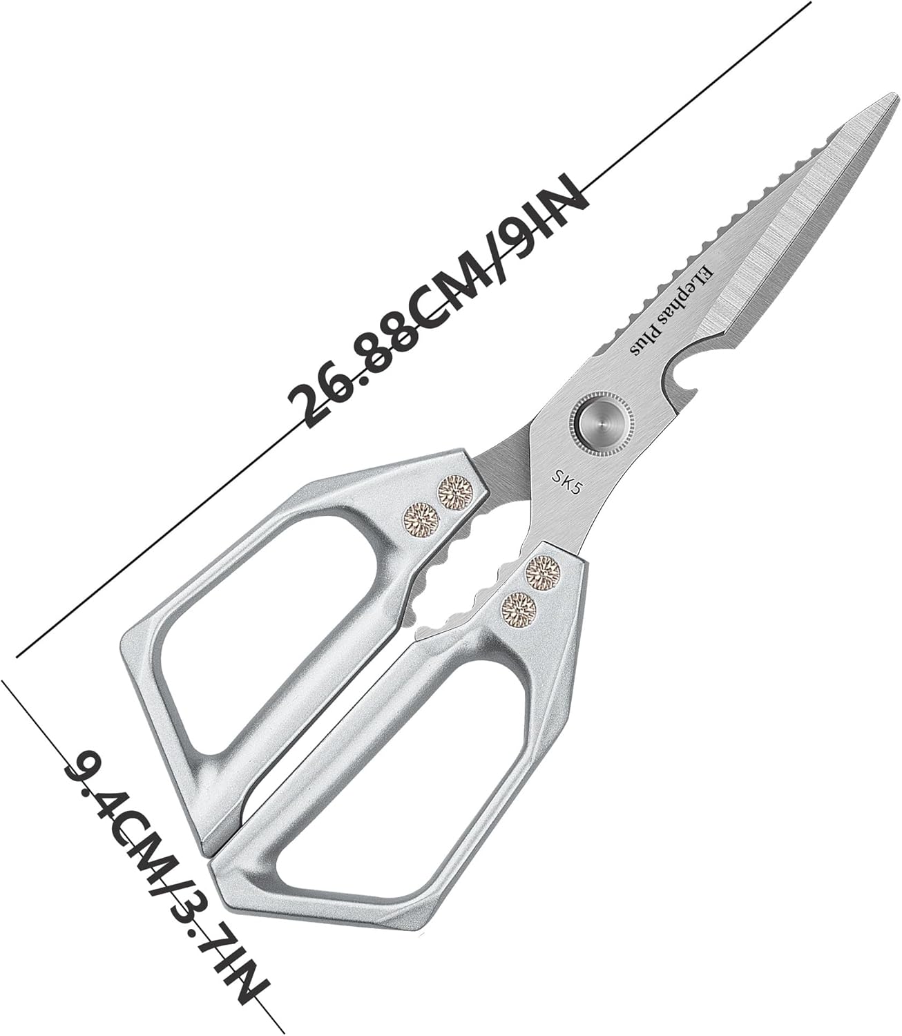 Multi-Function Kitchen Scissors Heavy Duty Kitchen Shears,Cutting Food Tools Cooking Shears for Chicken,Meat,Fish,Poultry(Sliver)