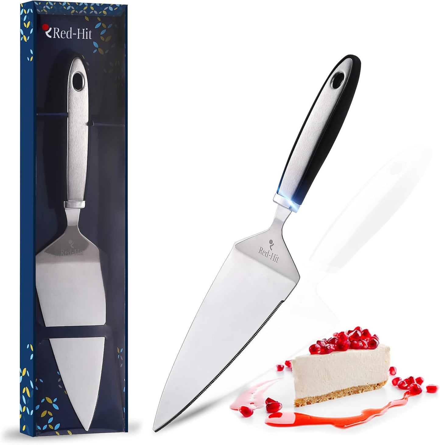 Cake Cutter and Pie Server, Stainless Steel Angled Spatula with Serrated Blade, Professional Wide Cake Cutter Slicer for Baking, Perfect for Cakes, Desserts and Brownies
