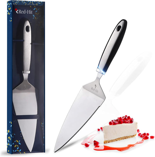 Cake Cutter and Pie Server, Stainless Steel Angled Spatula with Serrated Blade, Professional Wide Cake Cutter Slicer for Baking, Perfect for Cakes, Desserts and Brownies