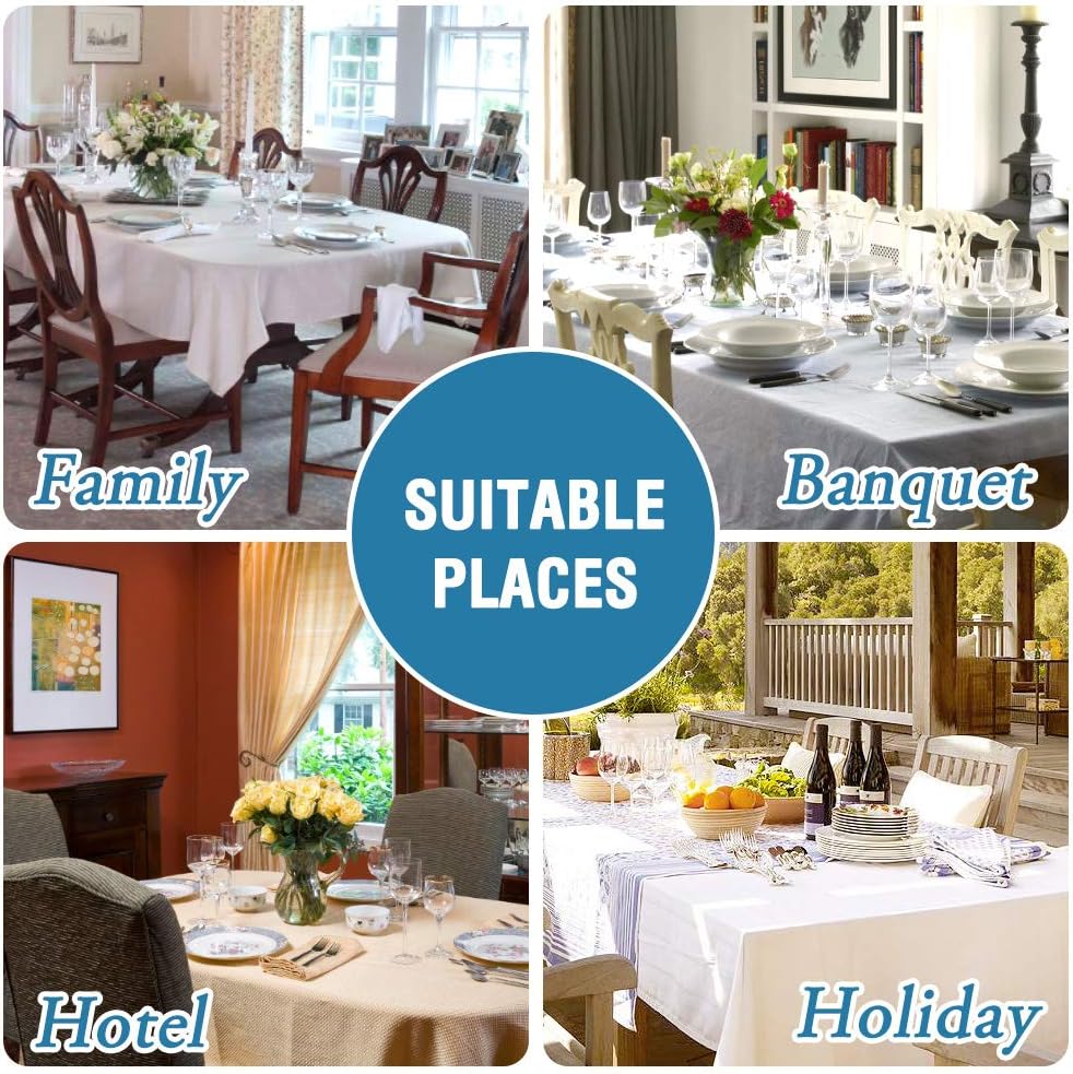 H.VERSAILTEX Linen Textured Table Cloths 54 x 54 Inch Premium Solid Tablecloth Spill-Proof Waterproof Table Cover for Dining Buffet Feature Extra Soft and Thick Fabric Wrinkle Free, Aqua