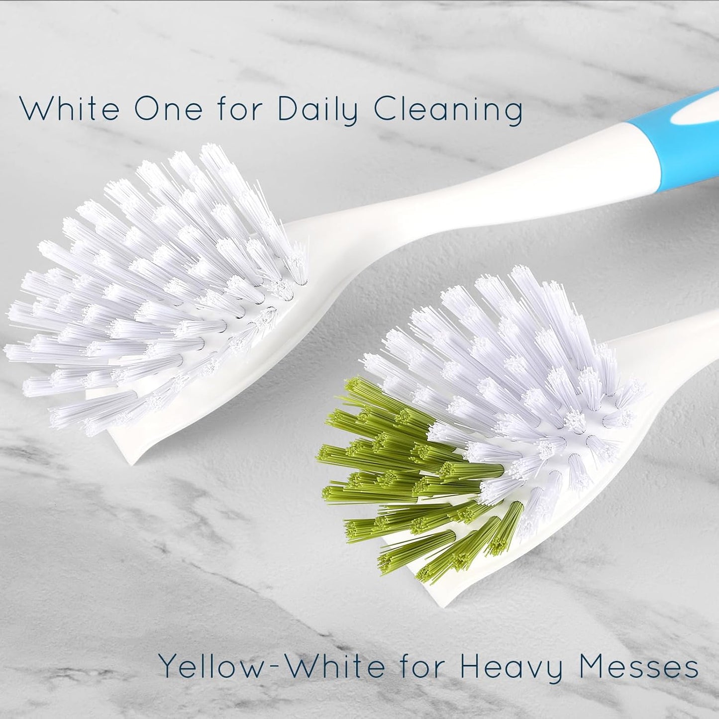 Dish Brush, Dish Scrubber & Kitchen Scrub Brush for Dishes, Pots, Pans, Sink, Cast Iron, Yellow Blue 2 Pack