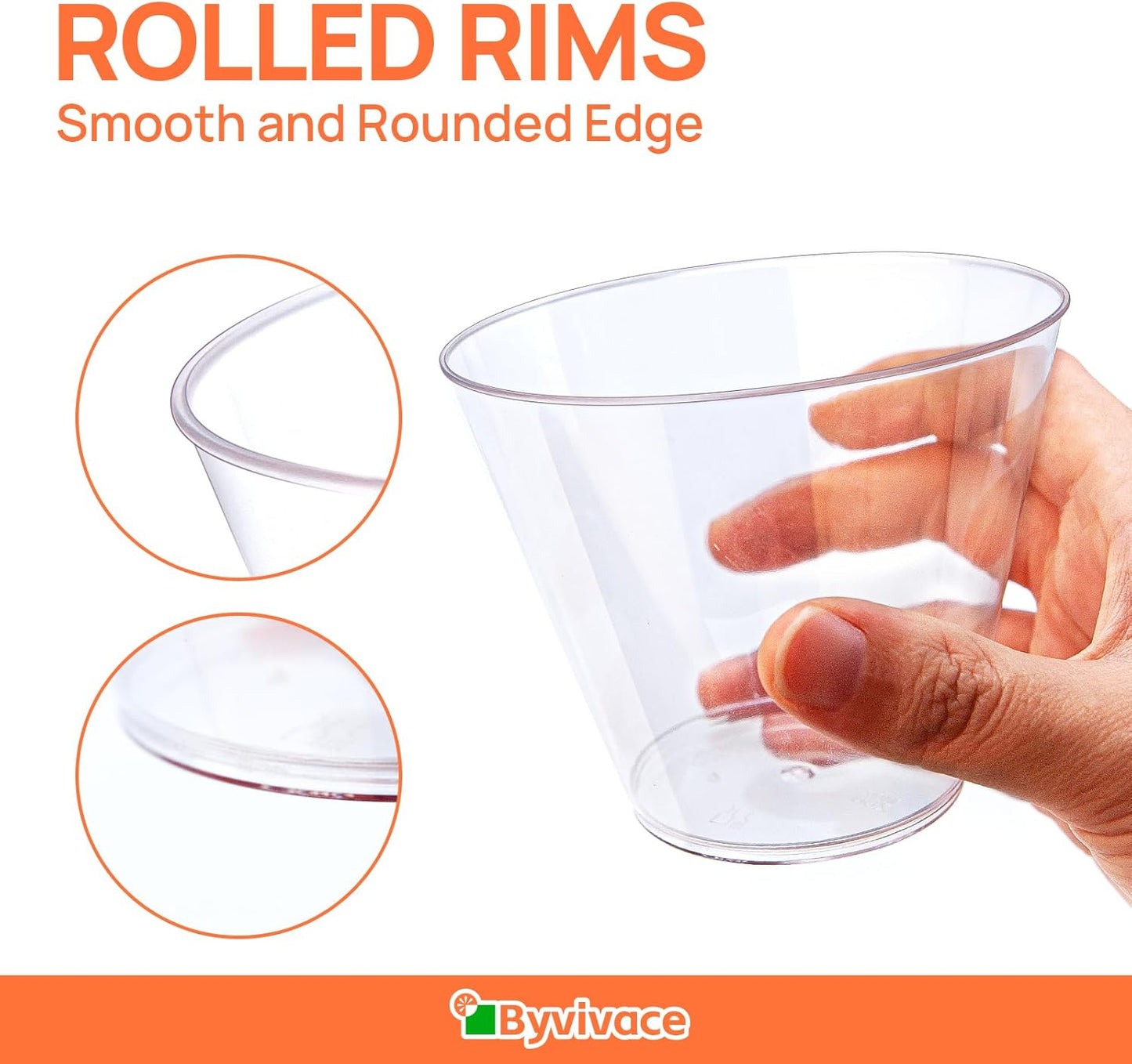 50Counts 9OZ. Clear Plastic Cups, Disposable Cups Classic 9 Ounce Squat Cups Party Tumblers Plastic Wine Glasses Disposable Party Wedding Events