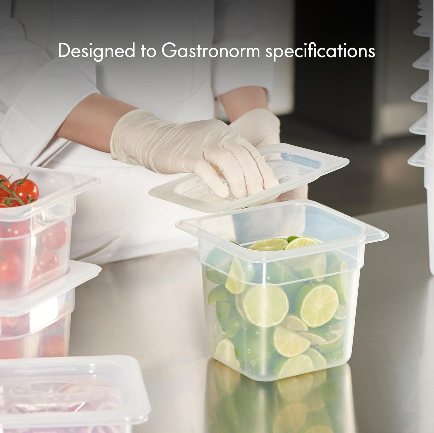 CURTA 6-Pack 1/6 Size 6" Deep Food Pan with Handled Lid – NSF Listed Commercial-Grade Translucent Polypropylene, Stackable Freezer-safe Storage for Restaurants, Catering & Buffets