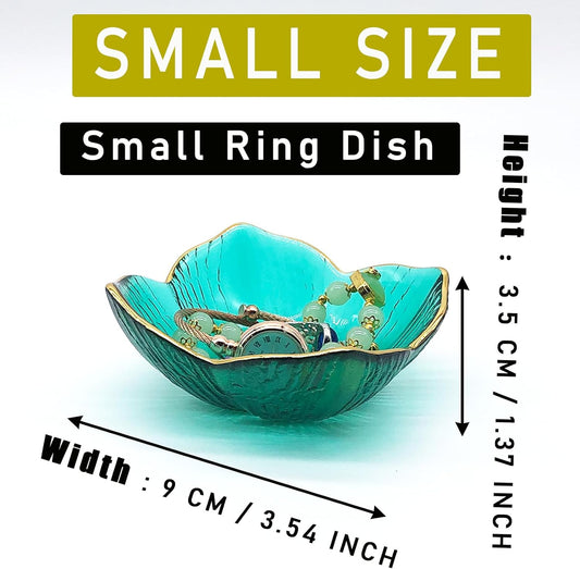 Flower Small Ring Dish Jewelry Tray, Glass Jewelry Dish for Women, Nightstand Decor Jewelry Plate Trinket Dish, Bathroom Jewelry Holder Dish, Jewelry Bowl for Rings, Earrings, Key Dish Gifts