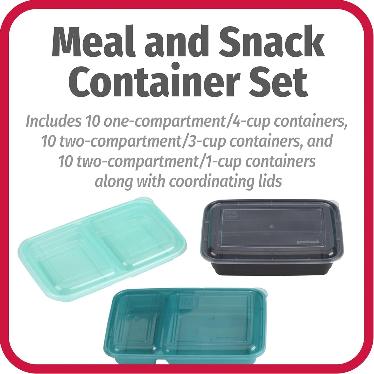 GoodCook Meal Prep 60-Piece Container Set, Made Without BPA