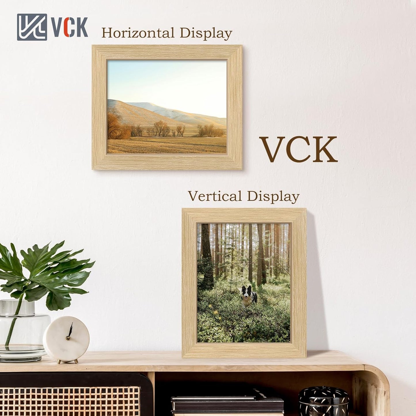 VCK 8x10 Oak Wood Frame for Picture, Natural Solid Wood Photo Frames 5 Pack, Wall Gallery Frame