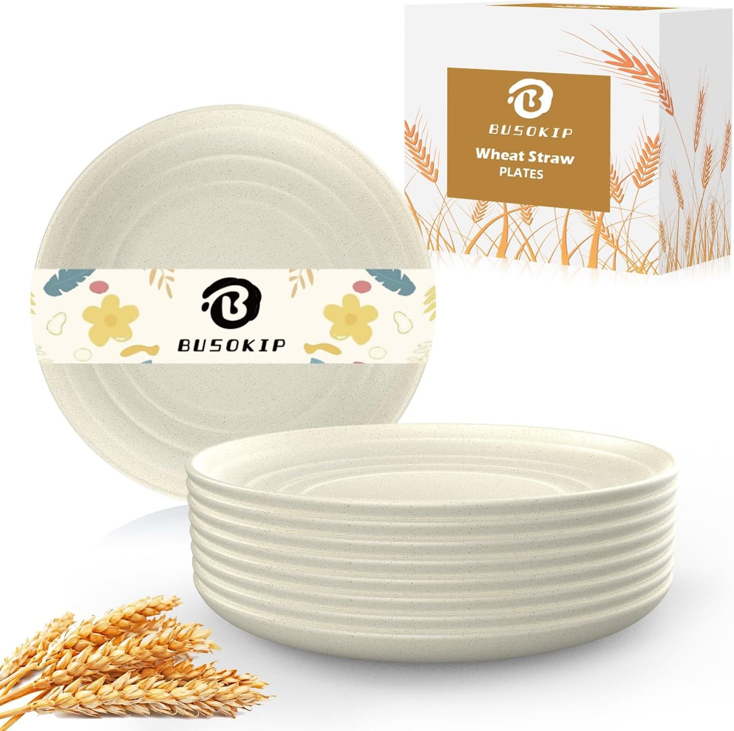 8 Pack Snack Plates, Unbreakable Wheat Straw Plate 5.7 Inch, Plastic Plates Reusable for Dessert, Appetizer, Bread, Microwave & Dishwasher Safe Small Plate for Kitchen,Camping (Beige)