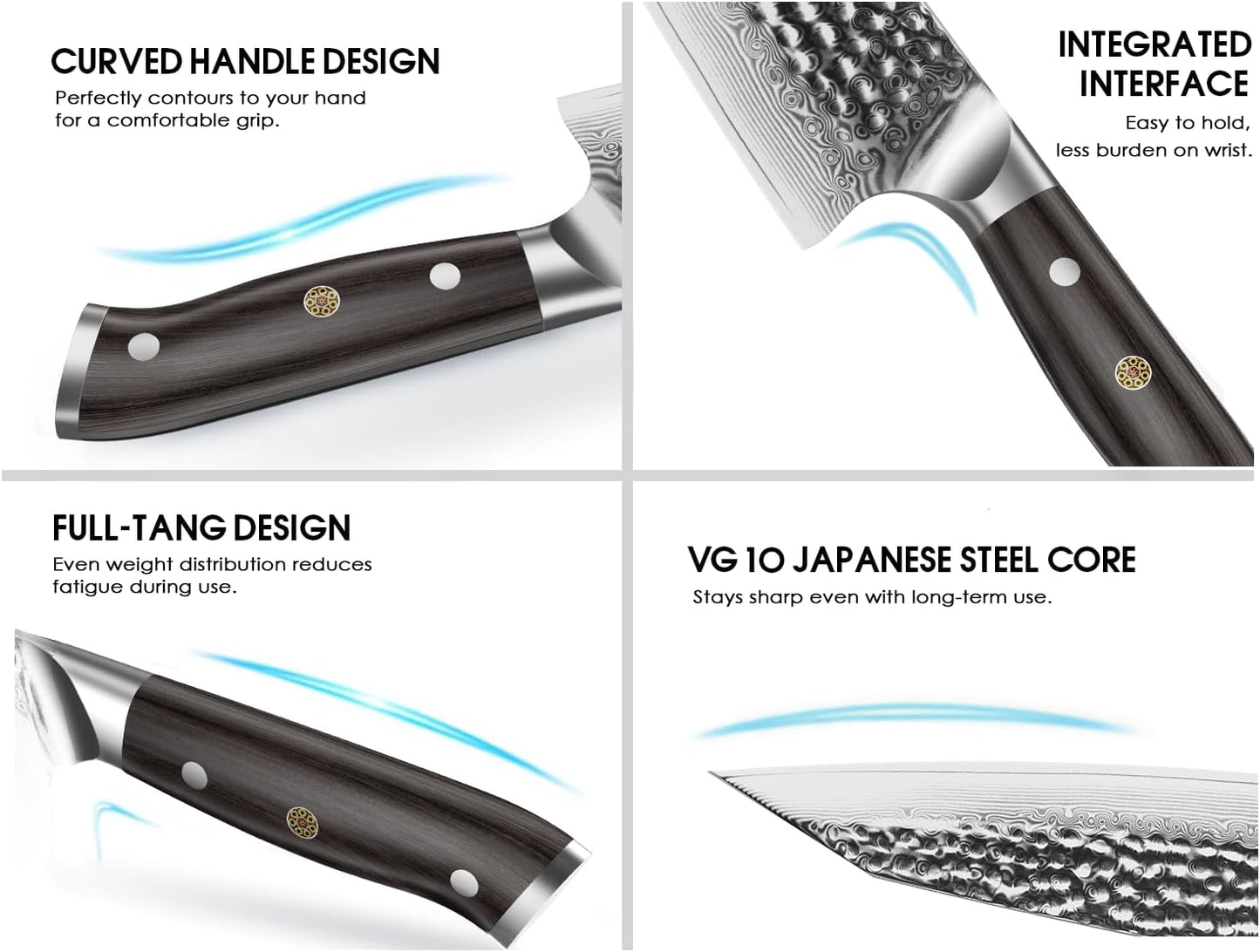 BRODARK Japanese Chef Knife, Damascus Chef Knife 8 inch with Japanese VG-10 Steel Core, Ultra-Sharp Professional Kitchen Knife, Handcrafted with Ebony Wood Handle, Holiday Gifts