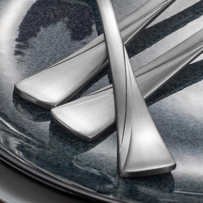 Alata Alice 40-Piece Silverware Set Stainless Steel Flatware Set,Service for 8,Matte Satin Polished Cutlery Set,Dishwasher Safe