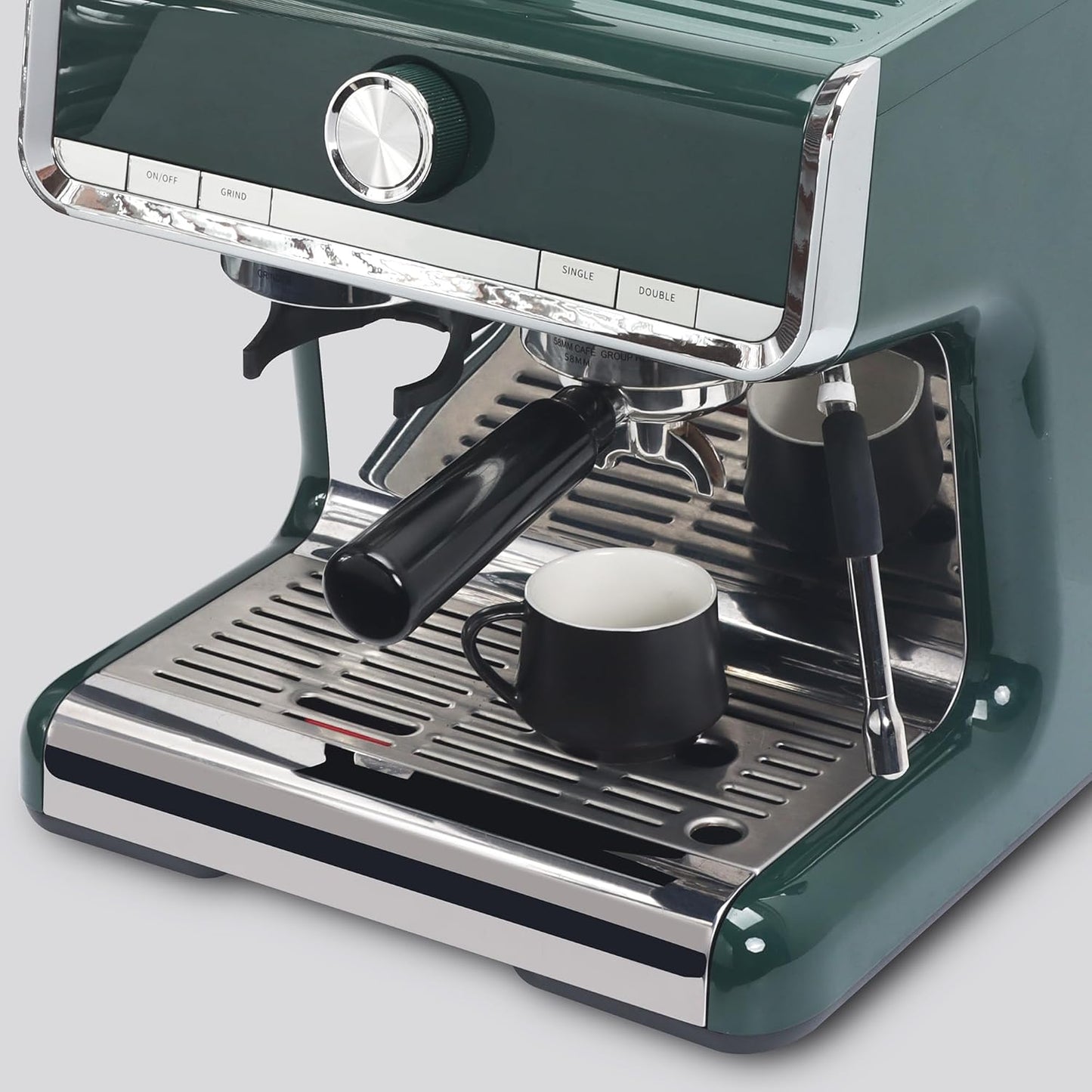 Lareina 3-Ounce Porcelain Espresso Cups Set of 6, Stackable Coffee Cups with Saucers, Spoons and Metal Stand, Ceramic Demitasse Mugs, Espresso Accessories for Machine, Black