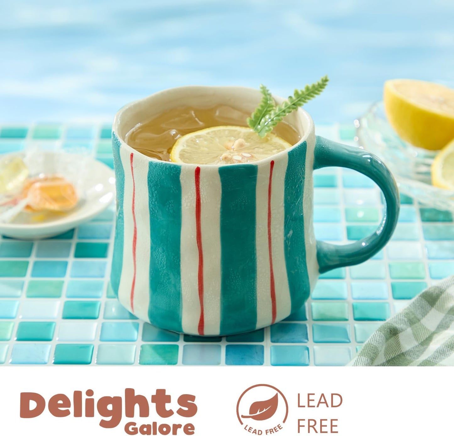 Stripe Ceramic Coffee Mugs, 12oz Vibrant Striped Red and Green Alternating Design Cute Mugs, Dishwasher & Microwave Safe Cups for Coffee, Tea, and Cocoa, Perfect for Daily Brews tea or coffee