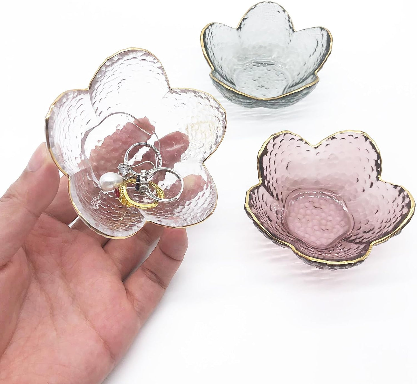 Small Ring Dish Jewelry Bowl, Glass Jewelry Dish Trinket Bowl, Crystal Ring Holder Dish Jewelry Plate, Nightstand Decor Jewelry Holder Dish, Engagement Gift Jewelry Tray Dish for Rings, Keys