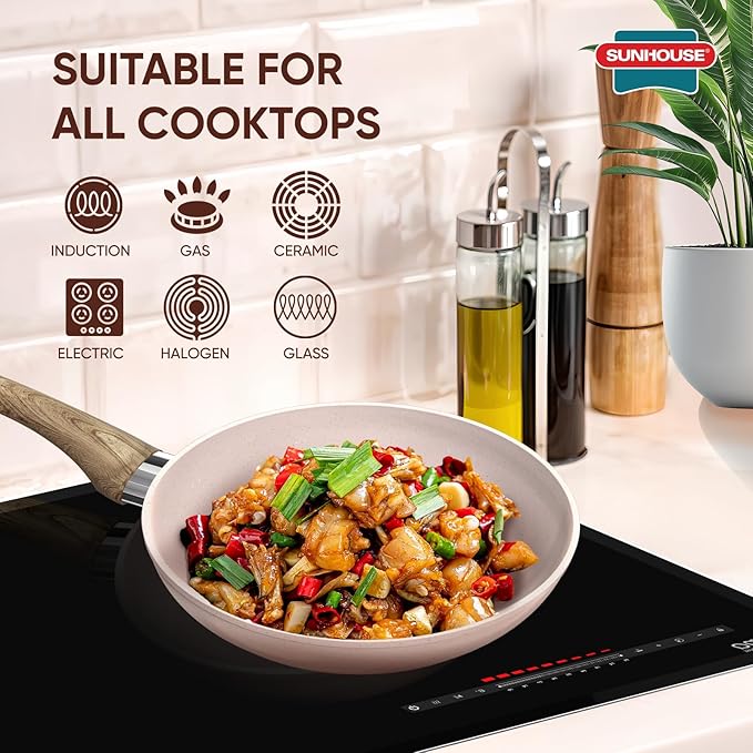 Sunhouse – Durable 9 Inch / 22 Nonstick Skillet, 4-Layer Non-Stick Frying Pan, PFOA-Free, Stay-Cool Handle, Induction Compatible with All Cooktops
