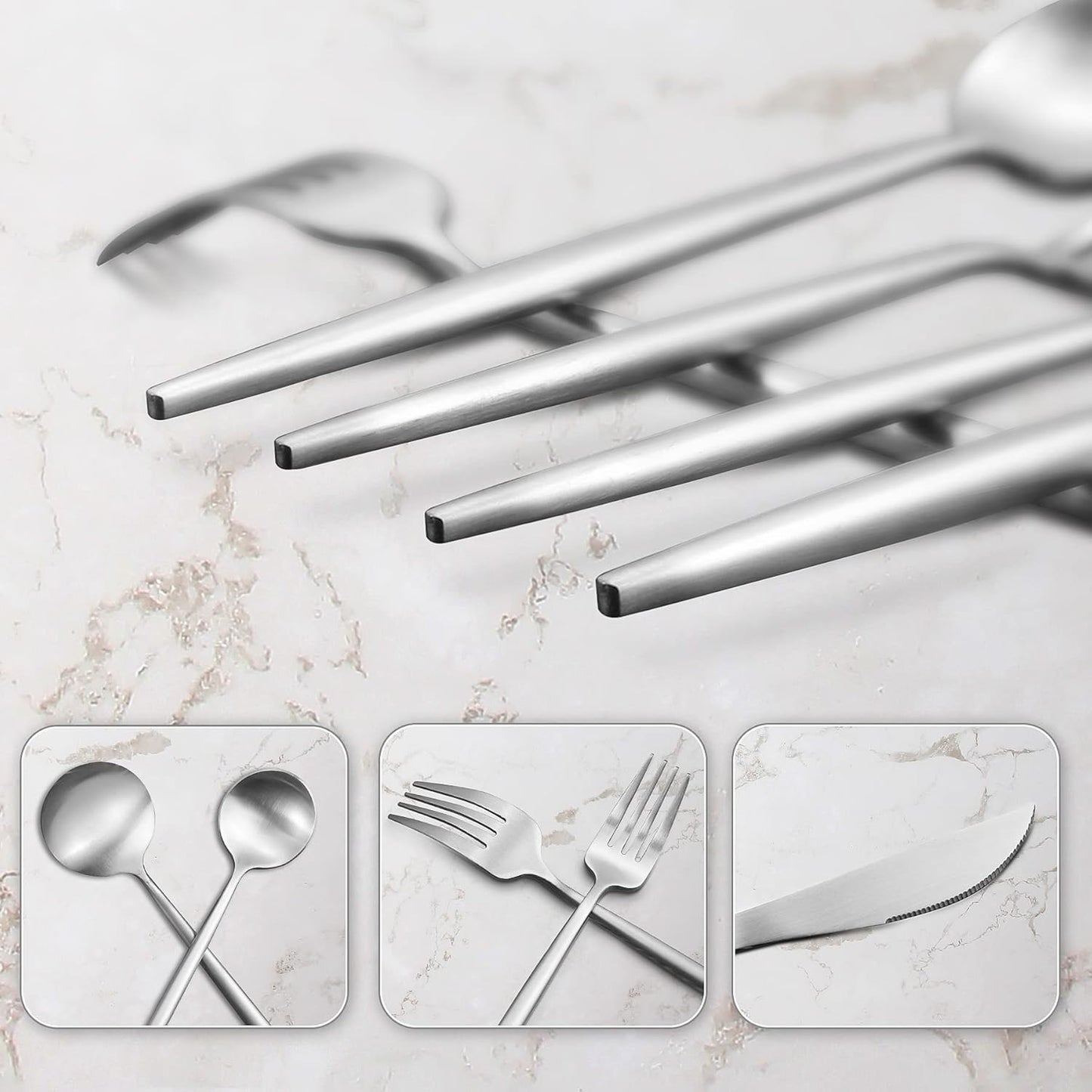 20-Piece Stainless Steel Silverware Set - Tableware Cutlery for 4, Satin Finished & Dishwasher Safe