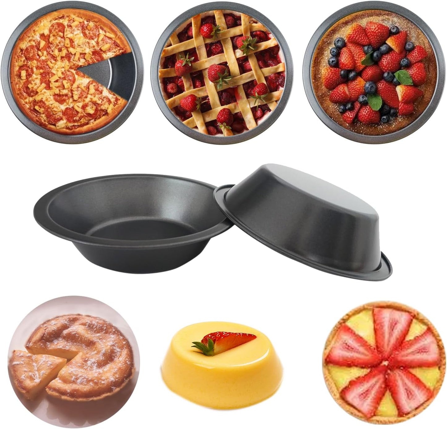 8 PACK Mini Pie Pans 5 Inch, Small Round Metal Pie Tins, Nonstick Carbon Steel Individual Pie Plate Baking Dish, Pot Pie Tin - for Baking Pies, Crust, Tarts, Black