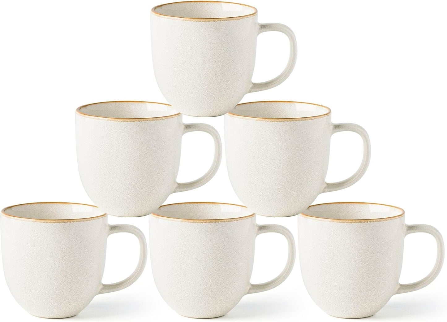 AmorArc 12oz Coffee Mugs, Ceramic Coffee Mugs set of 6 for Man, Woman, Dad, Mom, Modern Coffee Mugs with handle for Latte/Cappuccino/Milk/Cocoa. Dishwasher&Microwave Safe, White-Reactive Glaze