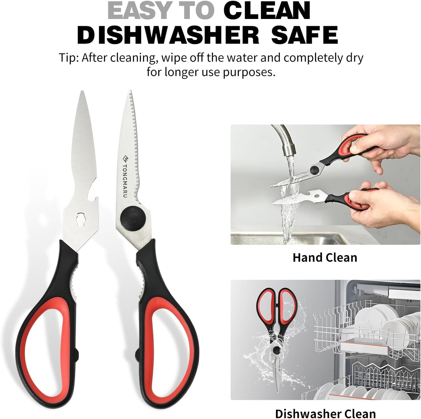 Kitchen Cooking Shears Heavy Duty Kitchen Scissor with, Detachable, All Purpose Scissors, Dishwasher Safe Scissors, Serrated Blades, Nutcracker and Bottle Opener function included (1 Pack)