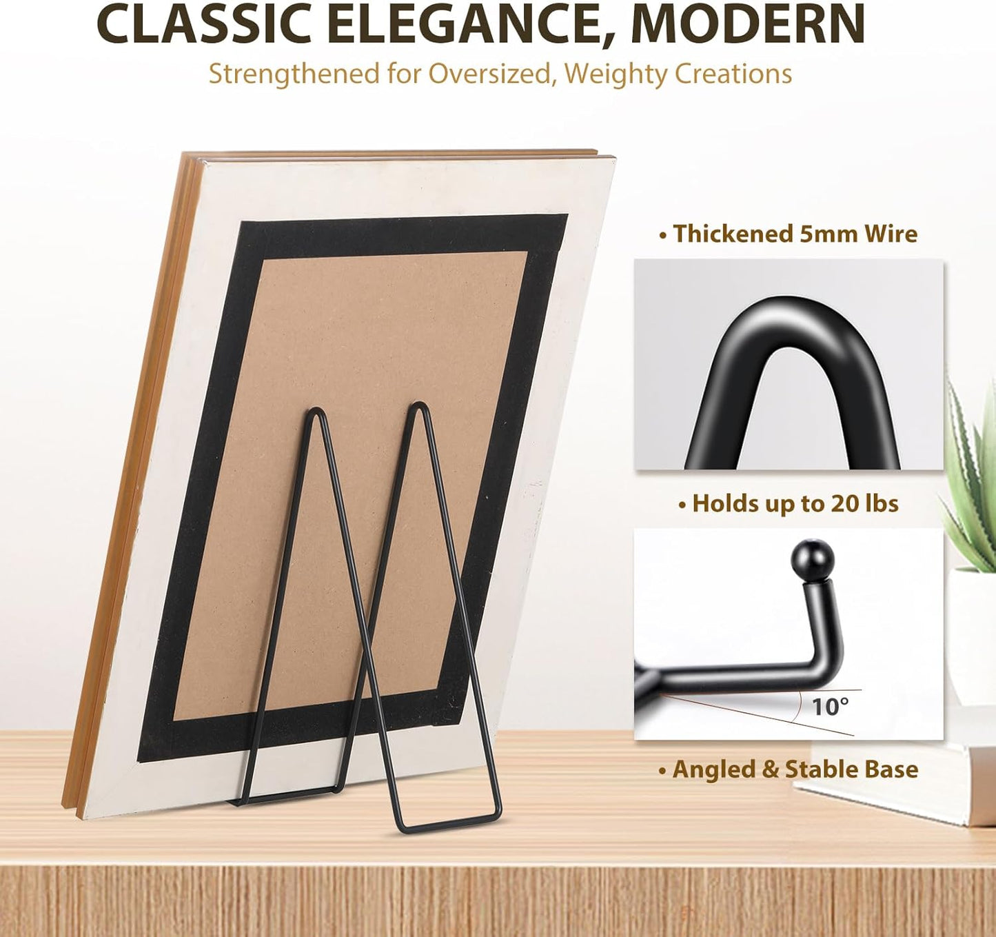 Plate Holder Large Display Stand - 2 Pack 12 Inch Oversized Plate Stands for Display Heavy Duty Artwork - Extra Big Metal Tabletop Easel for Decorative Platter | Picture Frame | Plaque | Book - Black