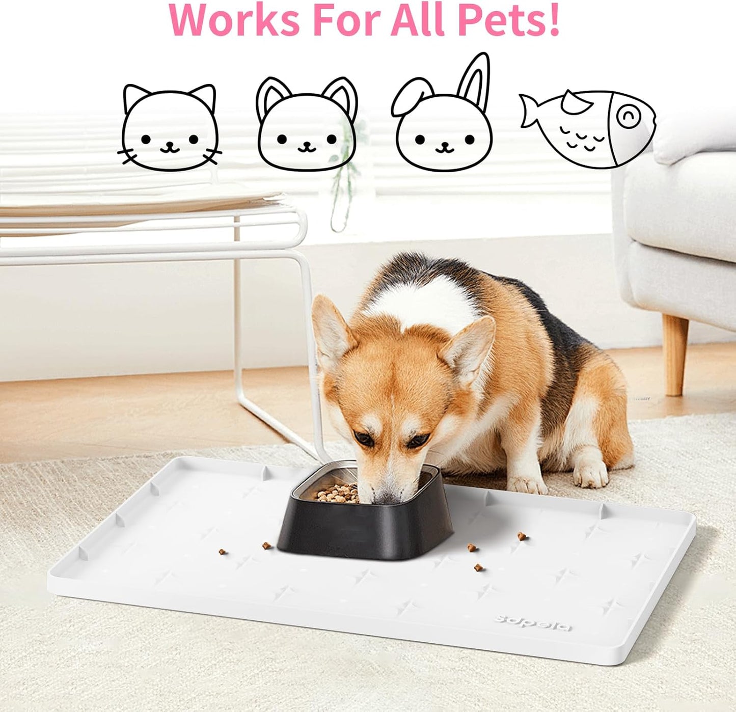 Sdpeia Under Sink Mat 22"×14" – Waterproof Silicone Cabinet Liner & Sink Protector for Kitchen & Bathroom, Multi-Purpose Organizers Tray for Pets, Laundry, Cat Litter Mat, White