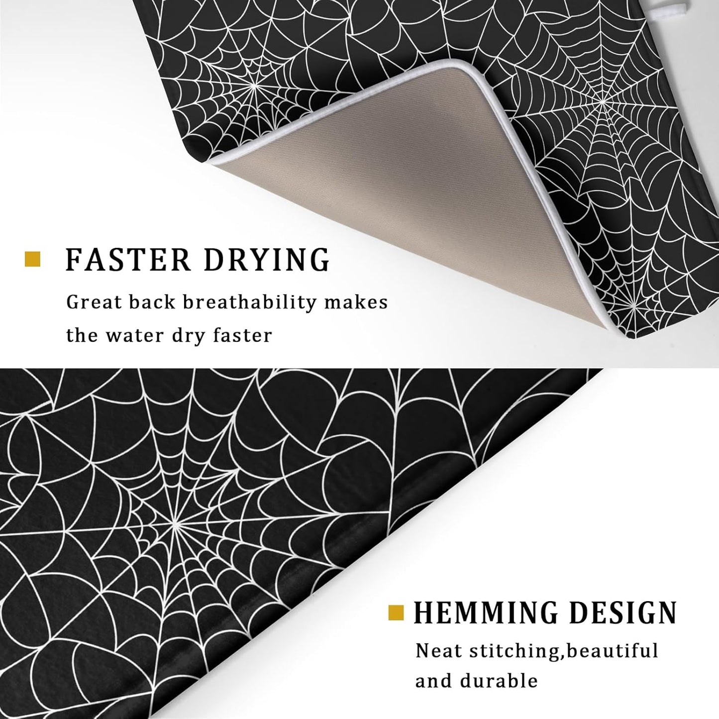 Halloween Drying Mats for Kitchen Counter 18×24 Inch Halloween Spiderweb Spooky Festival Large Microfiber Drying Mat for Dishes Kitchen Decor Accessories Dish Rack Mat Drainer Pad Washable Absorbent