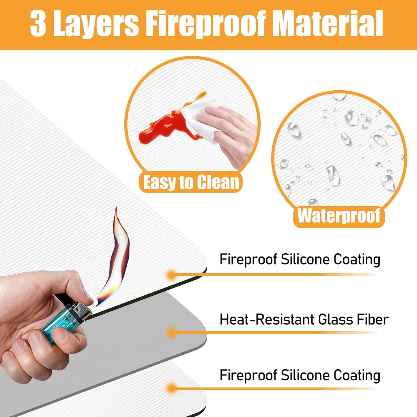 Heat Resistant Mat for Air Fryer, Countertop Protector, Fireproof Silicone Slider Mat for Coffee Maker, Toaster, Oven - White, 16 x 20in