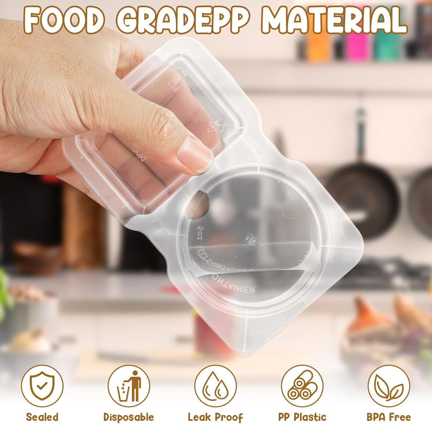 50Pcs Snack Pack Containers, Reusable Snack Containers with Lids for Kids and Adults, 2 Compartment Snack Containers for On-the-Go Meals and Camping, BPA-Free