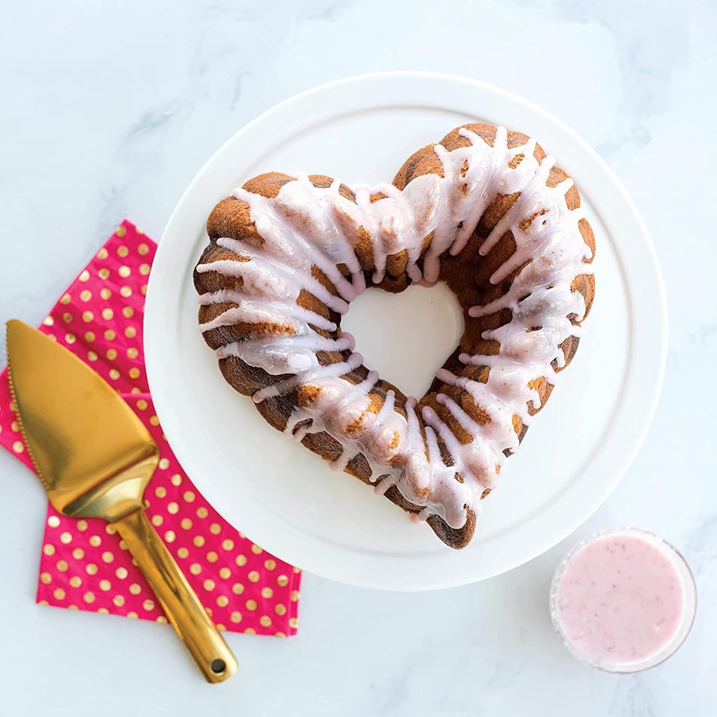 Kundalini Heart Shaped Cake Pan, 2PCS 9 Inch Heart Fluted Tube Cake Pans, Nonstick Silicone Cake Molds for Making Wedding, Valentine's Day and Family Cakes