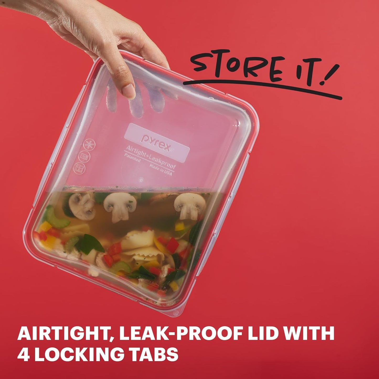 Pyrex Freshlock (4-Pack) Mixed Sized Glass Food Storage Containers Set, Airtight & Leakproof Locking Lids BPA-Free, Meal Prep Containers Set, Freezer Dishwasher Microwave Safe