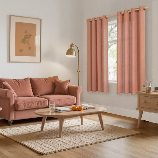 YoungsTex Terracotta Linen Curtains 63 Inch Length for Living Room Fall Decor, Burnt Orange Light Filtering Drapes with Bronze Grommet Privacy for Bedroom, 52 x 63 Inch, 2 Panels