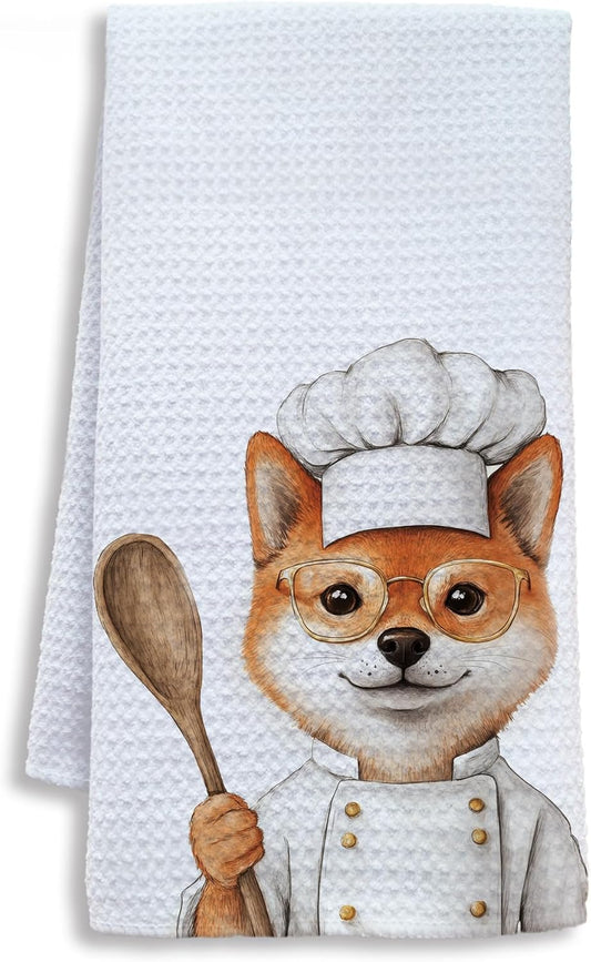 Funny Shiba Inu Dog Kitchen Towels, Shiba Inu Gifts for Women Dish Tea Towels for Kitchen, Dog Lovers Mom Dad Owner Gifts Decorative Hand Towels, 16x24 Inch