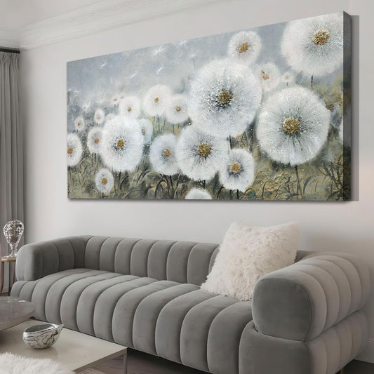 Ardemy Dandelions Wall Art Extra Large Floral Pictures Wall Decor Living Room Flowers Paintings Textured Artwork for Walls Bedroom Kitchen Dining Room Home Office, 58"x29"