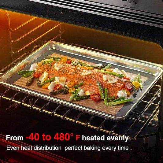 Silicone Baking Mats-Non Stick Cookie Sheet Macaron Mat Liner for Bake Pans & Rolling,Perfect Bakeware For Bread Making Pastry Cake Brioche Pizza Thick/BPA Free Set