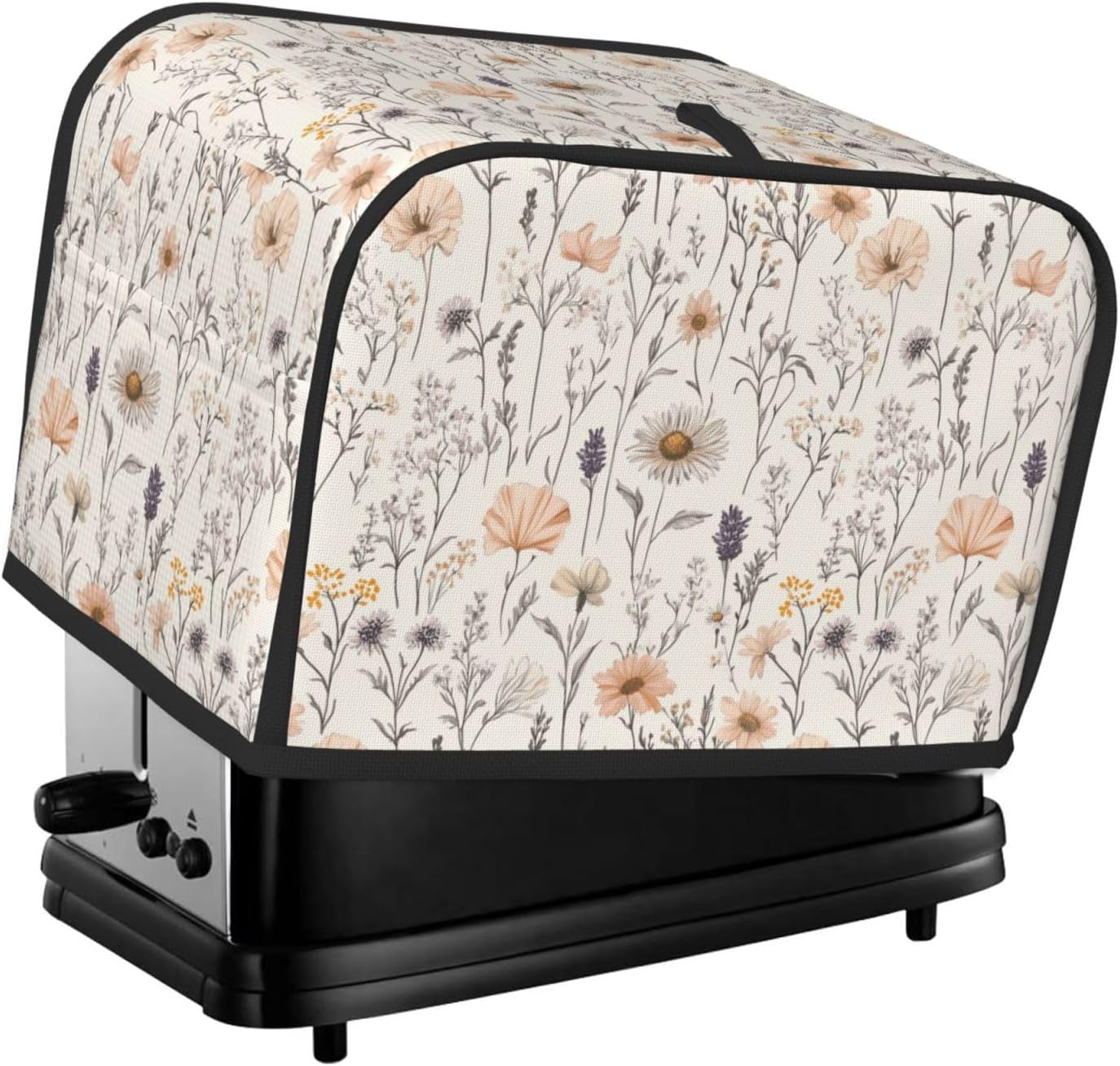 Toaster Cover 2 Slice Vintage Botanical Flower Leaf Kitchen Small Appliance Covers with Pockets Dust and Fingerprint Protection