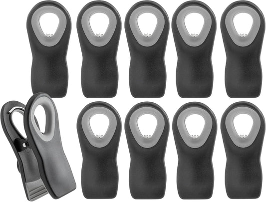 COOK WITH COLOR Bag Clips with Magnet - Airtight Food Storage Clips for Bread, Snack, and Food Bags (Black, Pack of 10)
