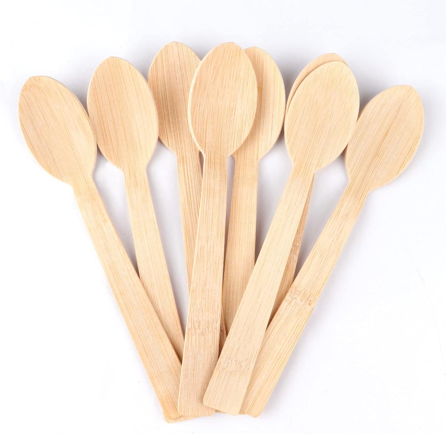100% Bamboo Utensils -100 PK 6.7" Bamboo Spoons Disposable Cutlery Set Compostable Biodegradable Eco Friendly Renewable Flatware Spoon