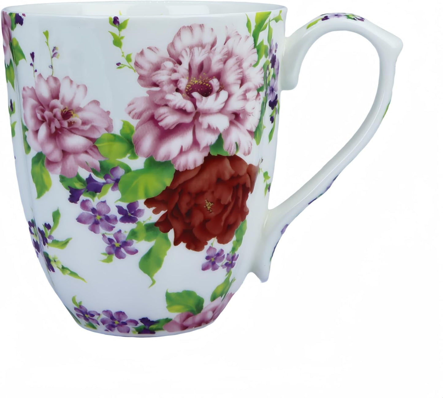 14oz Cute Coffee Mugs for Women Cute Mugs Bone China Floral Coffee Mug Teacups for Mom Women Birthday Gifts Christmas Gifts (white background floral)