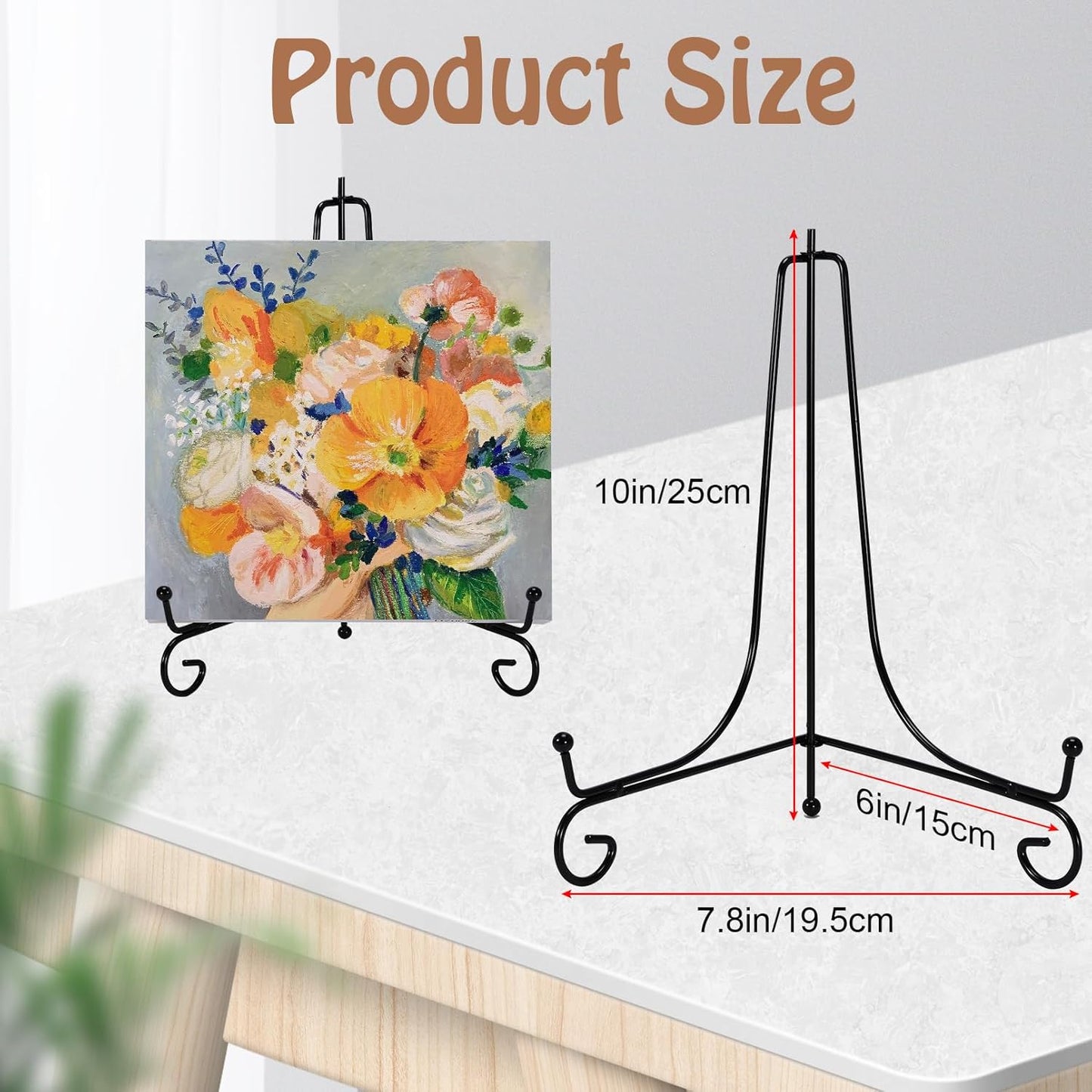 10 Pack Plate Stands for Display,Plate Display Stand,Picture Frame Holder Stand,Book Display Stand,Black Iron Plate Holders for Displaying Photo Frame,Decorative Plates,Arts (10 Inch,Foldable)