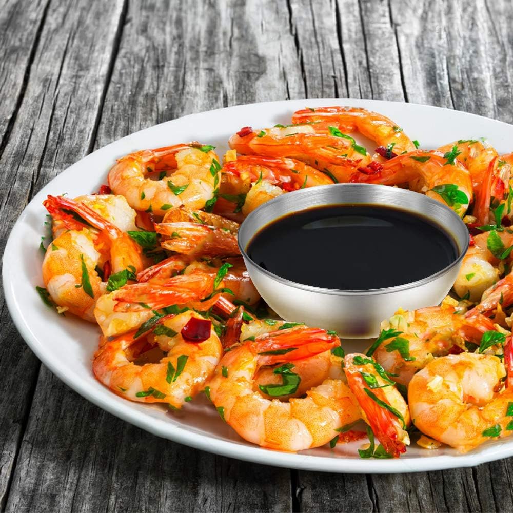 8 Pack 3.5inch Stainless Steel Sauce Dishes Mini Individual Saucers Bowl Round Seasoning Dishes Sushi Dipping Bowl Appetizer Plates, Sliver