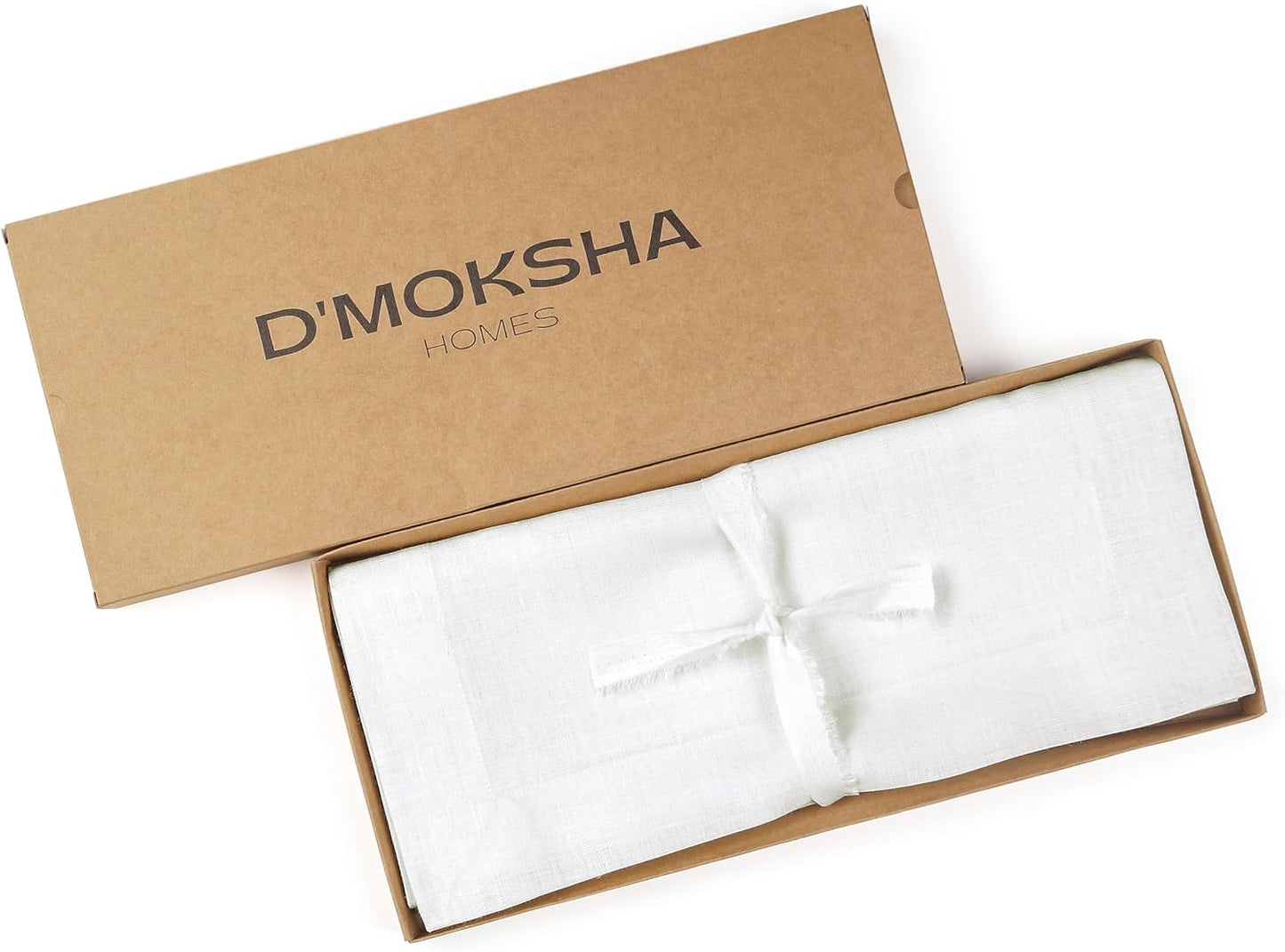 D'Moksha Homes Linen White Table Runner 60 Inches - 100% Pure Linen Table Runner 14 x 60 Inch for Coffee Tables, Dresser, Fall, Autumn and Halloween - Machine Washable