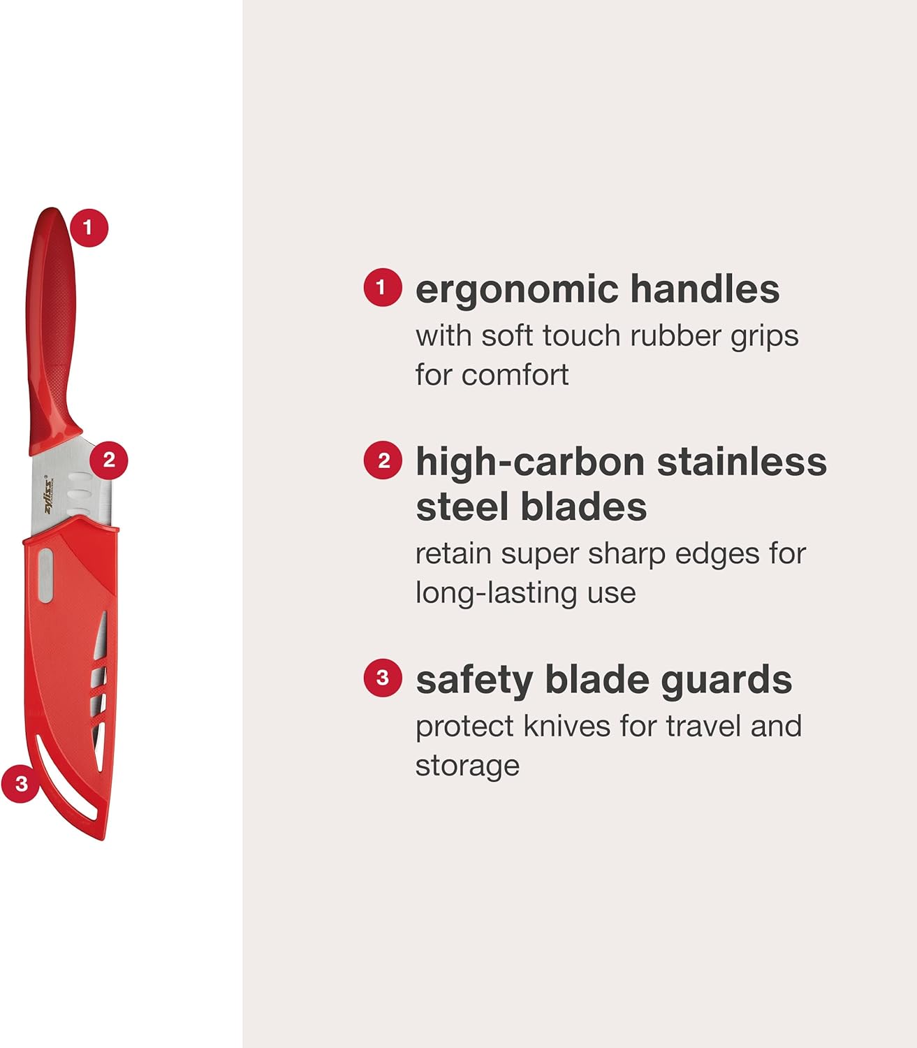 ZYLISS 2 Piece Santoku Knife Set with Sheath Covers, Stainless Steel