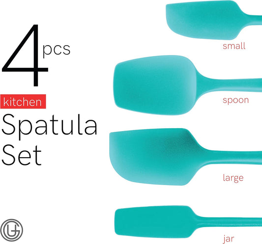 UpGood Silicone Spatula Set 600°F - High Heat Resistant Nonstick, Small and Large Kitchen Spatulas - Flexible BPA Free Professional Grade Cookware - Utensils for Cooking, Baking, Mixing(4 Pcs, Teal)
