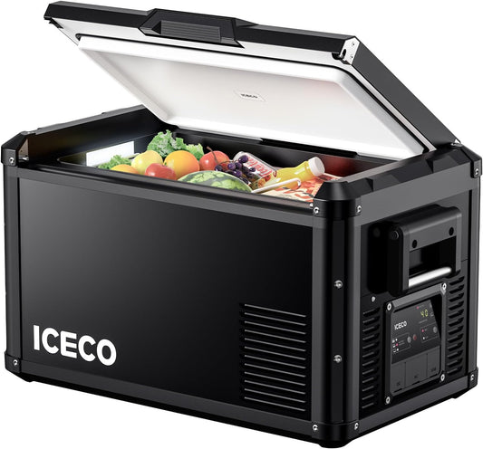 ICECO VL35 ProS 12V Refrigerator, 37 Qt Portable Freezer, Compact Metal Car Fridge Powered by SECOP, DC 12/24V, AC 110-240V, 0℉-50℉, Compressor Electric Cooler for Travel Camping Road Trip Truck