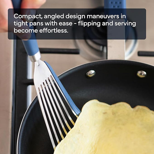 Misen Fish Silicone Spatula - Slotted Turner for Cooking - Perfect for Frying - Heat Resistant - Dishwasher Safe -1mm Thick Flexible Flipper - Soft Silicone Grip Handle for Easy Use