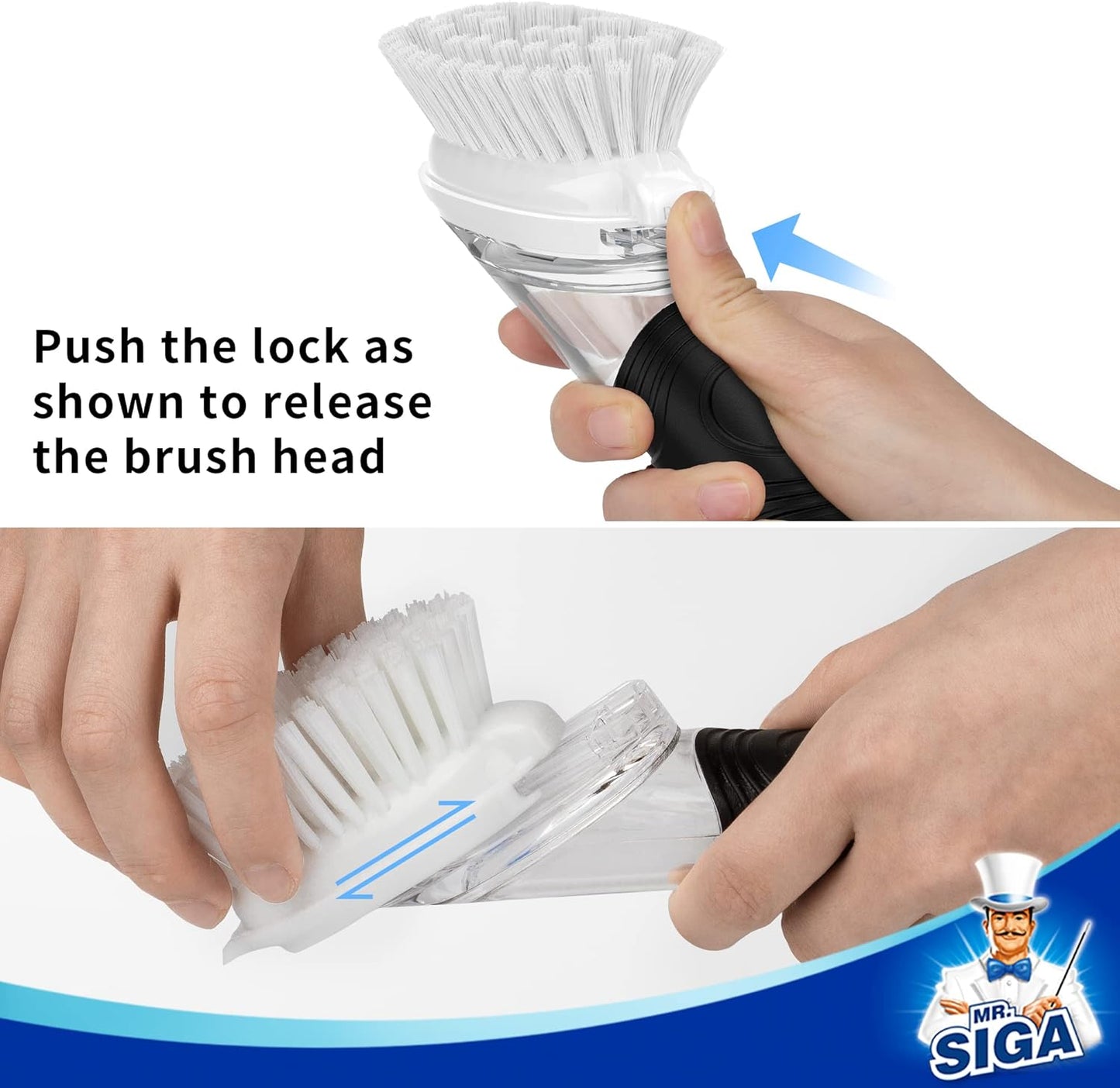 MR.SIGA Soap Dispensing Dish Brush Storage Set, Kitchen Brush with Holder for Pot Pan Sink Cleaning
