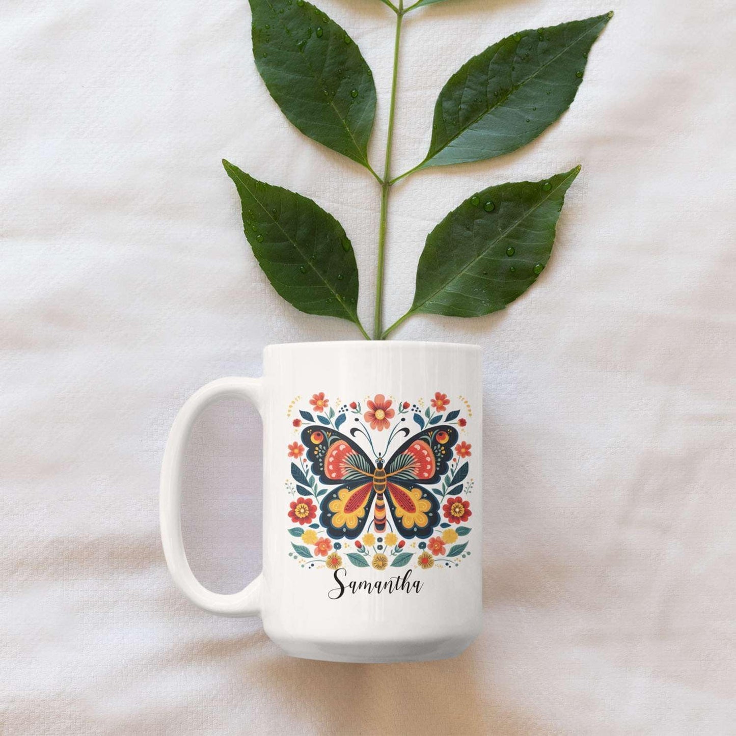 Cute Animals Customized Butterfly And Flowers Travel Cups, Custom Butterfly And Floral Mug Presents For Animal Lovers, Personalized Name On Birthday Animal Tea Cup Gift For Kids