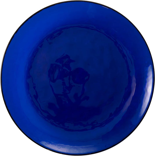 FORTESSA Los Cabos Tableware, 16-Piece Glass Dinnerware Set with 4 Dinner Plates, 4 Salad Plates, 4 Coupe Bowls and 4 Cereal Bowls, Dishwasher-Safe Glass Plate Set, Cobalt Blue